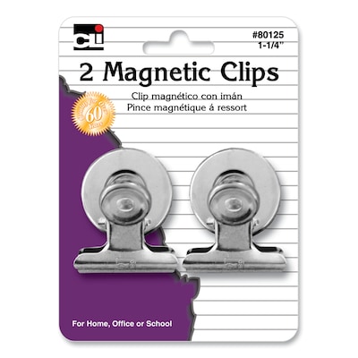 CLI Magnetic Spring Clips 1-1/4, Silver, 2/Pack, 24 Packs (CHL80125-24)