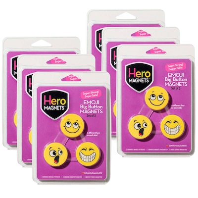 Dowling Magnets® Hero Magnets: Emoji Big Button Magnets, 3 Per Pack, 6 Packs (DO-735020-6)