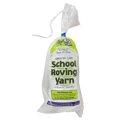 Trait-tex 3-Ply School Roving Yarn Skein, White, Grade K+, 8 oz., 150 Yards (PAC0007011)