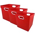 Romanoff Plastic Cube Bin, 11.5 x 11 x 10.5, Red, Pack of 3 (ROM72502-3)