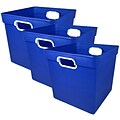 Romanoff Plastic Cube Bin, 11.5 x 11 x 10.5, Blue, Pack of 3 (ROM72504-3)