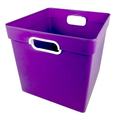 Romanoff Plastic Cube Bin, 11.5 x 11" x 10.5", Purple, Pack of 3 (ROM72506-3)