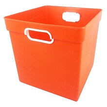 Romanoff Plastic Cube Bin, 11.5 x 11 x 10.5, Orange, Pack of 3 (ROM72509-3)