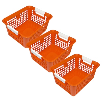 Romanoff Plastic Tattle® Book Basket, 12.25 x 9.75 x 6, Orange, Pack of 3 (ROM74909-3)