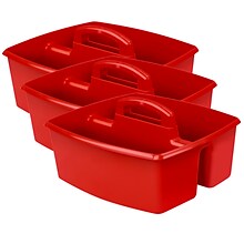 Storex Plastic Large Caddy, 13 x 11 x 6.375, Red, Pack of 3 (STX00954U06C-3)