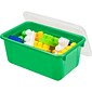 Storex Plastic Small Cubby Bin with Lid, 12.2" x 7.8" x 5.1", Green, Pack of 2 (STX62409U06C-2)