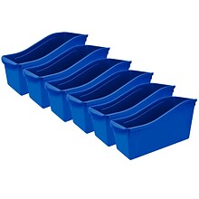Storex Plastic Large Book Bin, 14.3 x 5.3 x 7, Blue, Pack of 6 (STX71101U06C-6)