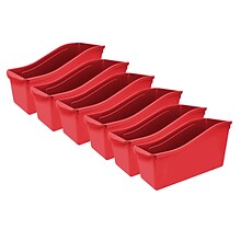 Storex Plastic Large Book Bin, 14.3 x 5.3 x 7, Red, Pack of 6 (STX71102U06C-6)