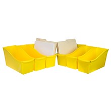 Storex Plastic Large Book Bin, 14.3 x 5.3 x 7, Yellow, Pack of 6 (STX71105U06C-6)