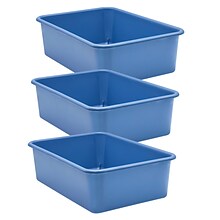 Teacher Created Resources® Plastic Storage Bin, Large, 16.25 x 11.5 x 5, Slate Blue, Pack of 3 (T