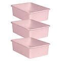 Teacher Created Resources® Plastic Storage Bin, Large, 16.25 x 11.5 x 5, Pink Blush, Pack of 3 (T