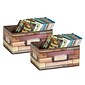 Teacher Created Resources Vinyl Storage Bin, 8" x 11" x 5", Reclaimed Wood Design, Pack of 2 (TCR20913-2)