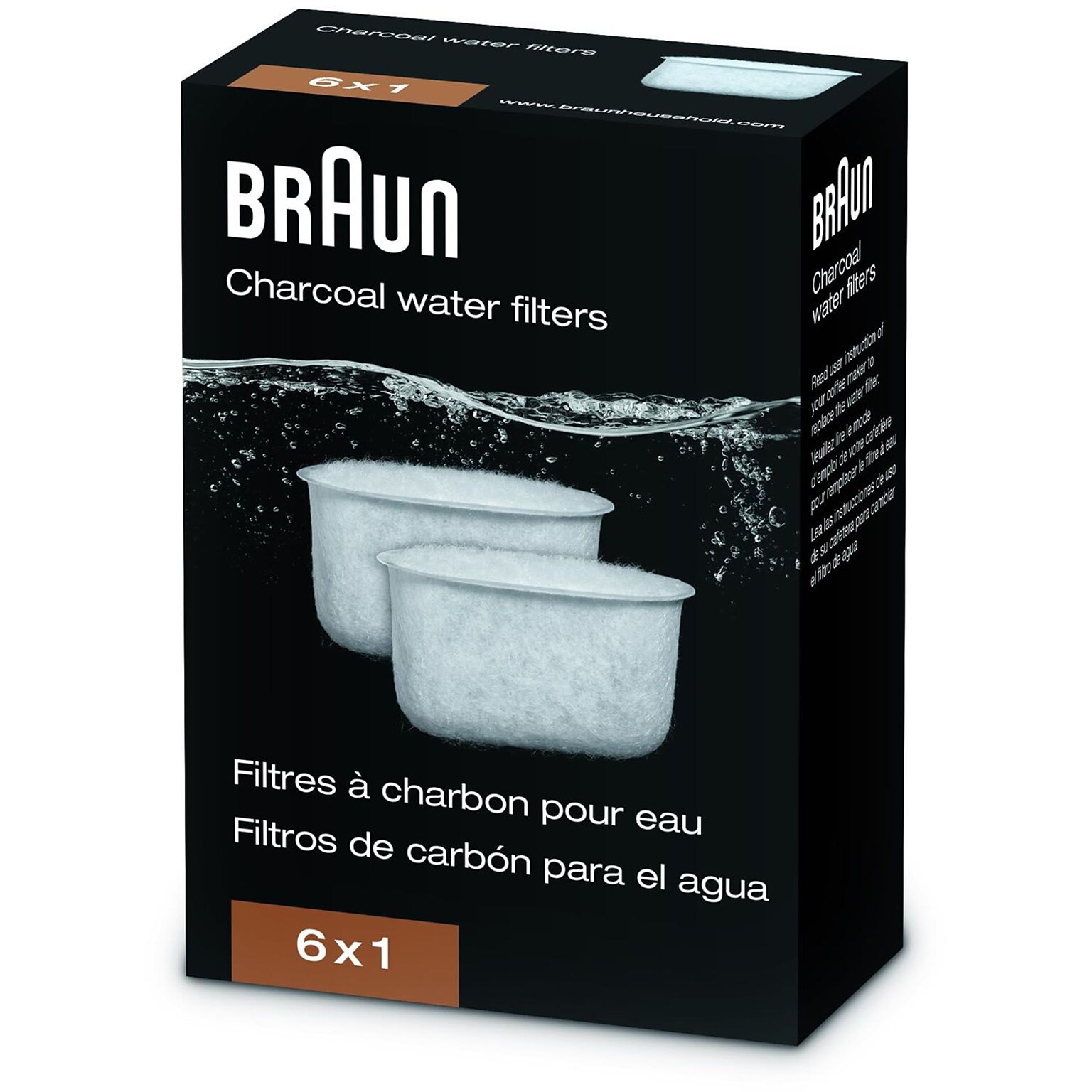 Braun Charcoal Water Filter for BrewSense Drip Coffee Makers (24255370)