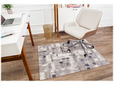 Anji Mountain Rugd Aarhus Carpet & Hard Floor Chair Mat, 36 x 48, Gray/White (AMB9007)