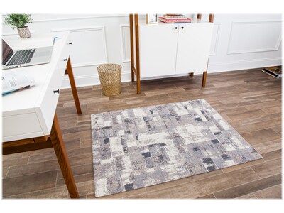 Anji Mountain Rug'd Aarhus Carpet & Hard Floor Chair Mat, 36" x 48'', Gray/White (AMB9007)