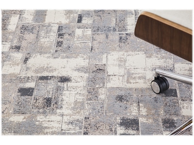 Anji Mountain Rug'd Aarhus Carpet & Hard Floor Chair Mat, 36" x 48'', Gray/White (AMB9007)