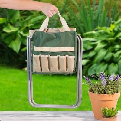 Pure Garden Gardening Stool with Tools (M150062)