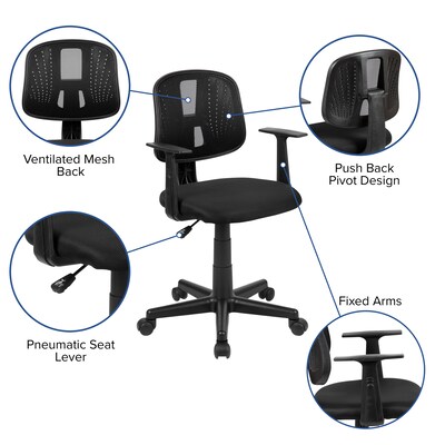 Flash Furniture Flash Fundamentals Ergonomic Mesh Swivel Mid-Back Task Office Chair, Black (LF134ABK)