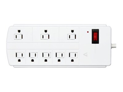 V7 Eight-Outlet Surge Protector, 8 ft, White  (5ZV105)