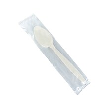 Emerald Individually Wrapped Compostable PLA Spoon, Heavy-Weight, Beige, 500 Pieces/Carton (EMRECOTS