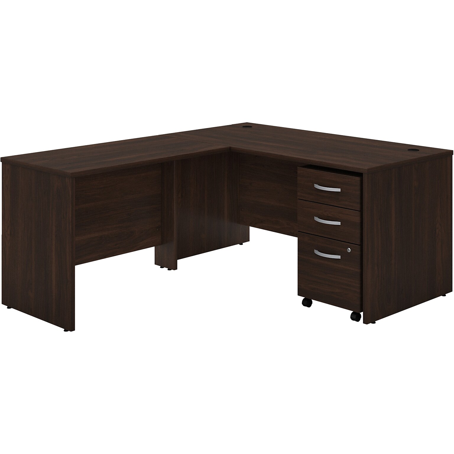 Bush Business Furniture Studio C 60W L Shaped Desk with Mobile File Cabinet and Return, Black Walnut (STC008BWSU)