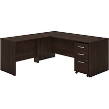 Bush Business Furniture Studio C 72W L Shaped Desk with Mobile File Cabinet and Return, Black Walnu