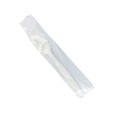 Emerald Individually Wrapped Compostable PLA Fork, Heavy-Weight, Beige, 500 Pieces/Carton (EMRECOFKW