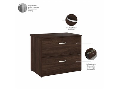 Bush Business Furniture Studio C 2 Drawer Lateral File Cabinet, Black Walnut (SCF136BWSU)