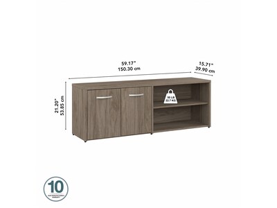 Bush Business Furniture Studio C Low Storage Cabinet with Doors and Shelves, Modern Hickory (SCS160MH)
