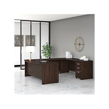 Bush Business Furniture Studio C 72W U Shaped Desk with Mobile File Cabinet, Black Walnut (STC004BW