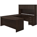 Bush Business Furniture Studio C 72W U Shaped Desk with Hutch and Mobile File Cabinet, Black Walnut