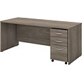 Bush Business Furniture Studio C 72W Office Desk with Mobile File Cabinet, Modern Hickory (STC013MH