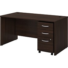 Bush Business Furniture Studio C 60W Office Desk with Mobile File Cabinet, Black Walnut (STC014BWSU