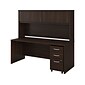 Bush Business Furniture Studio C 72"W Office Desk with Hutch and Mobile File Cabinet, Black Walnut (STC011BWSU)