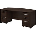 Bush Business Furniture Studio C 72W Bow Front Desk with Mobile File Cabinets, Black Walnut (STC012