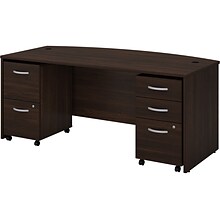 Bush Business Furniture Studio C 72W Bow Front Desk with Mobile File Cabinets, Black Walnut (STC012