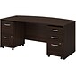 Bush Business Furniture Studio C 72"W Bow Front Desk with Mobile File Cabinets, Black Walnut (STC012BWSU)