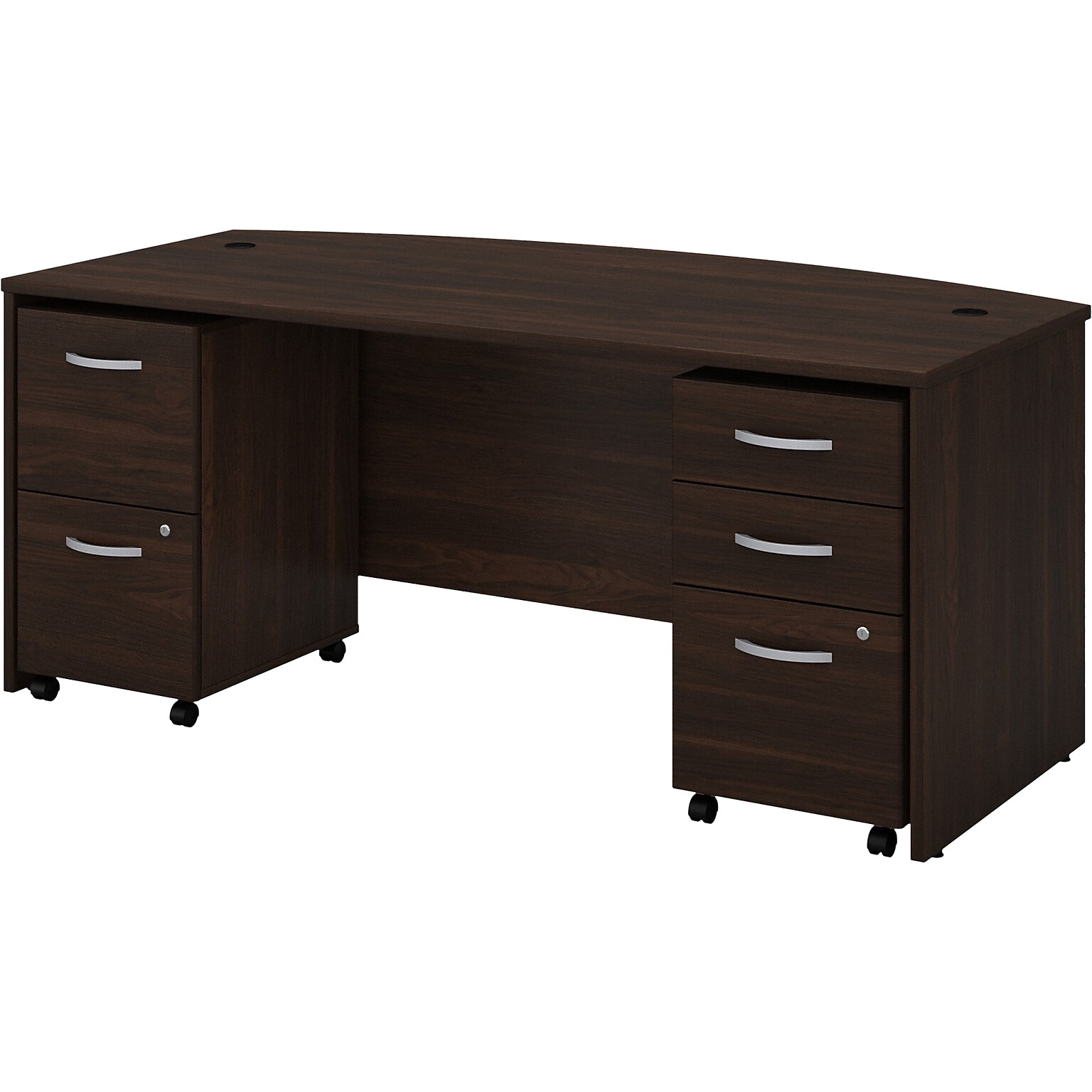 Bush Business Furniture Studio C 72W Bow Front Desk with Mobile File Cabinets, Black Walnut (STC012BWSU)
