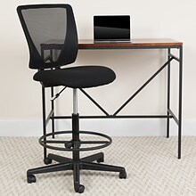 Ergonomic Mid-Back Mesh Drafting Chair with Black Fabric Seat and Adjustable Foot Ring [GO-2100-GG]