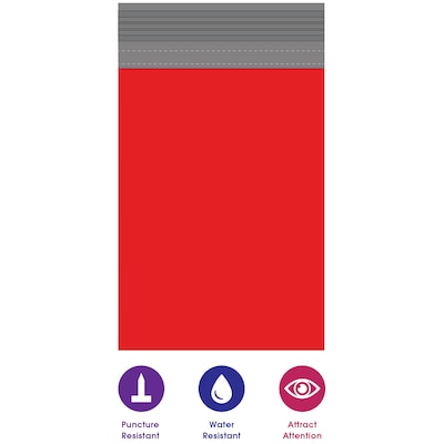 14.5"W x 19"L Peel & Seal Colored Poly Mailer, Red, 100/Carton (CPM1419R)