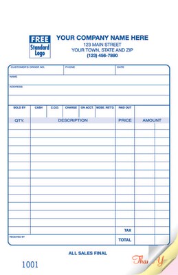 Custom Register Form, Classic Design, Large Format, ALL SALES FINAL, 3 Parts, 1 Color Printing, 5 1/