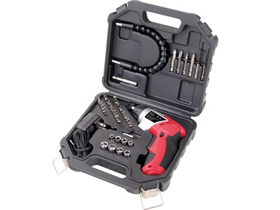 Apollo Tools 3.6V Lithium-Ion Rechargeable Screwdriver with 45-Piece Accessory Set, Red (DT4944)