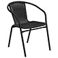 Flash Furniture Lila 28'' Square Table with 4 Rattan Stack Chairs, Black (TLH073SQ037BK4)