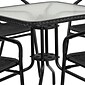 Flash Furniture Lila 28'' Square Table with 4 Rattan Stack Chairs, Black (TLH073SQ037BK4)
