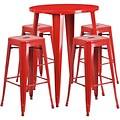 Flash Furniture Coby Indoor-Outdoor 30 Round Bar Table Set with 4 Backless Stools, Red (CH519BH430S