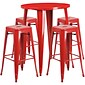 Flash Furniture Coby Indoor-Outdoor 30" Round Bar Table Set with 4 Backless Stools, Red (CH519BH430SQSRD)