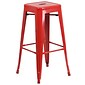 Flash Furniture Coby Indoor-Outdoor 30" Round Bar Table Set with 4 Backless Stools, Red (CH519BH430SQSRD)