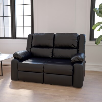 Flash Furniture Harmony Series 56 LeatherSoft Loveseat with Two Built-In Recliners, Black (BT70597L