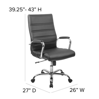 Flash Furniture Whitney Ergonomic LeatherSoft Swivel High Back Executive Office Chair, Black/Chrome (GO2286HBK)