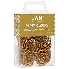 JAM Paper® Circular Colored Papercloops, Gold Round Paper Clips, 50/pack (21832062)